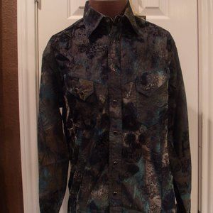 Georg Roth Multi Blue Long Sleeves Snaps Shirt